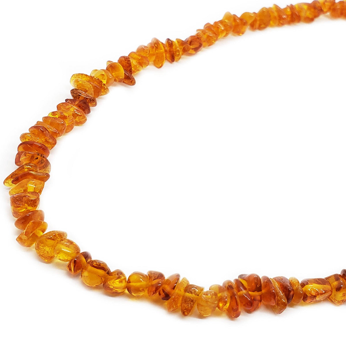 Cognac Amber Chips Necklace 31"