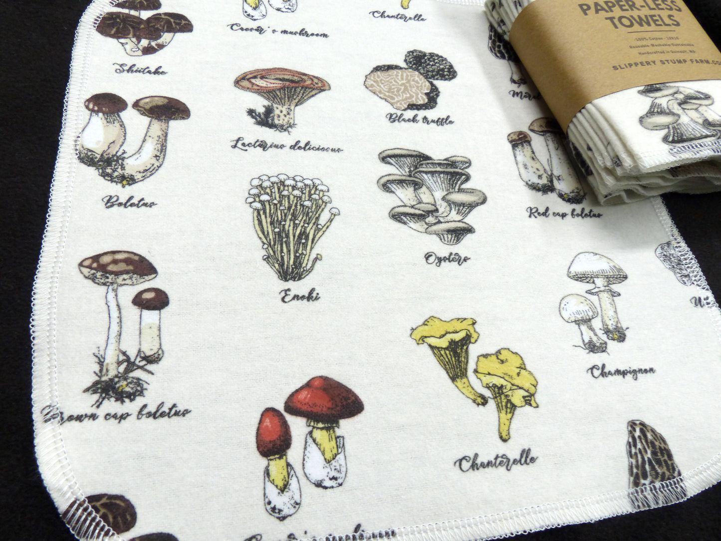 Paper LESS Towels-Reusable Paper Towels-Choose Your Mushroom Print
