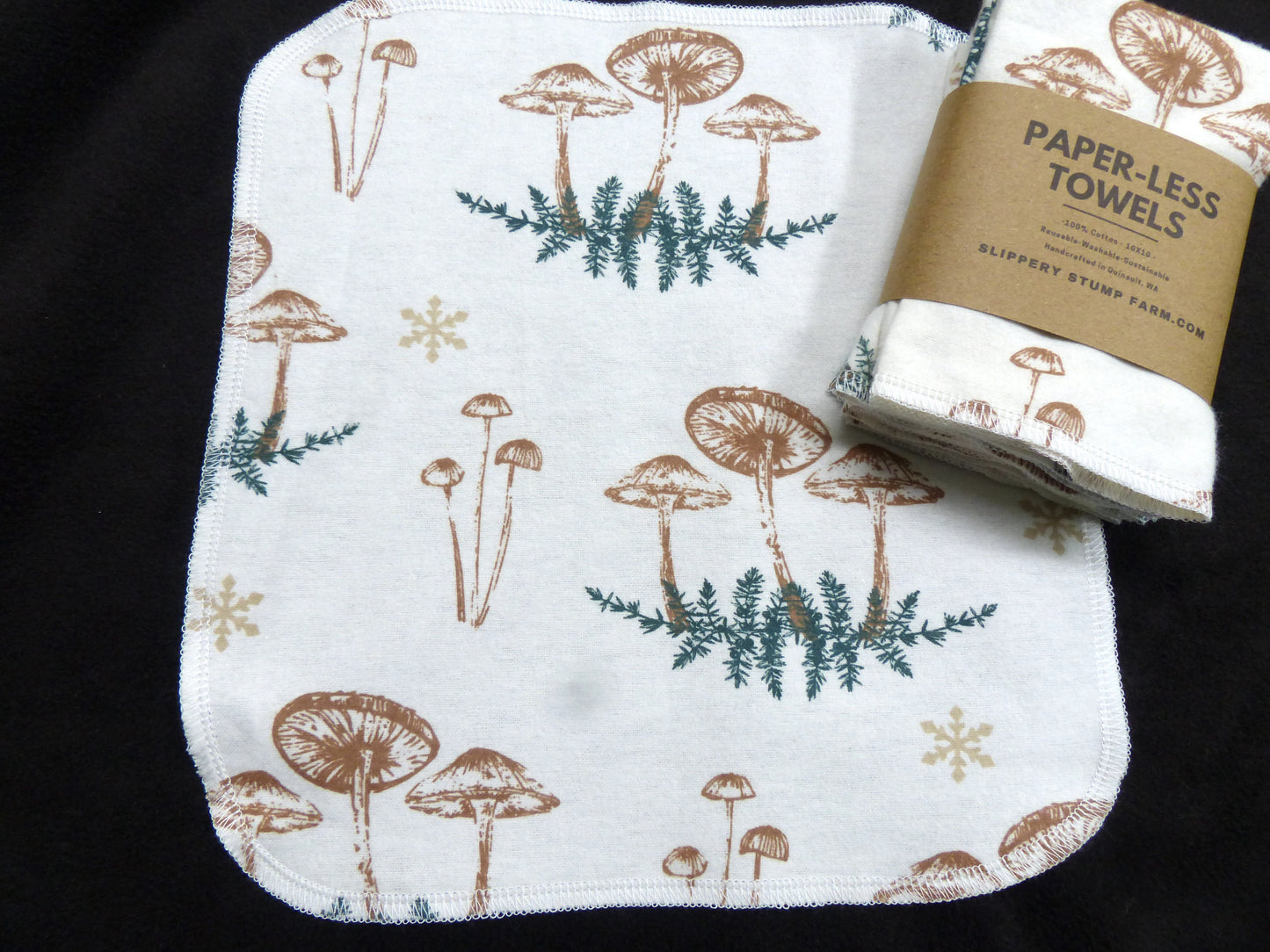 Paper LESS Towels-Reusable Paper Towels-Choose Your Mushroom Print