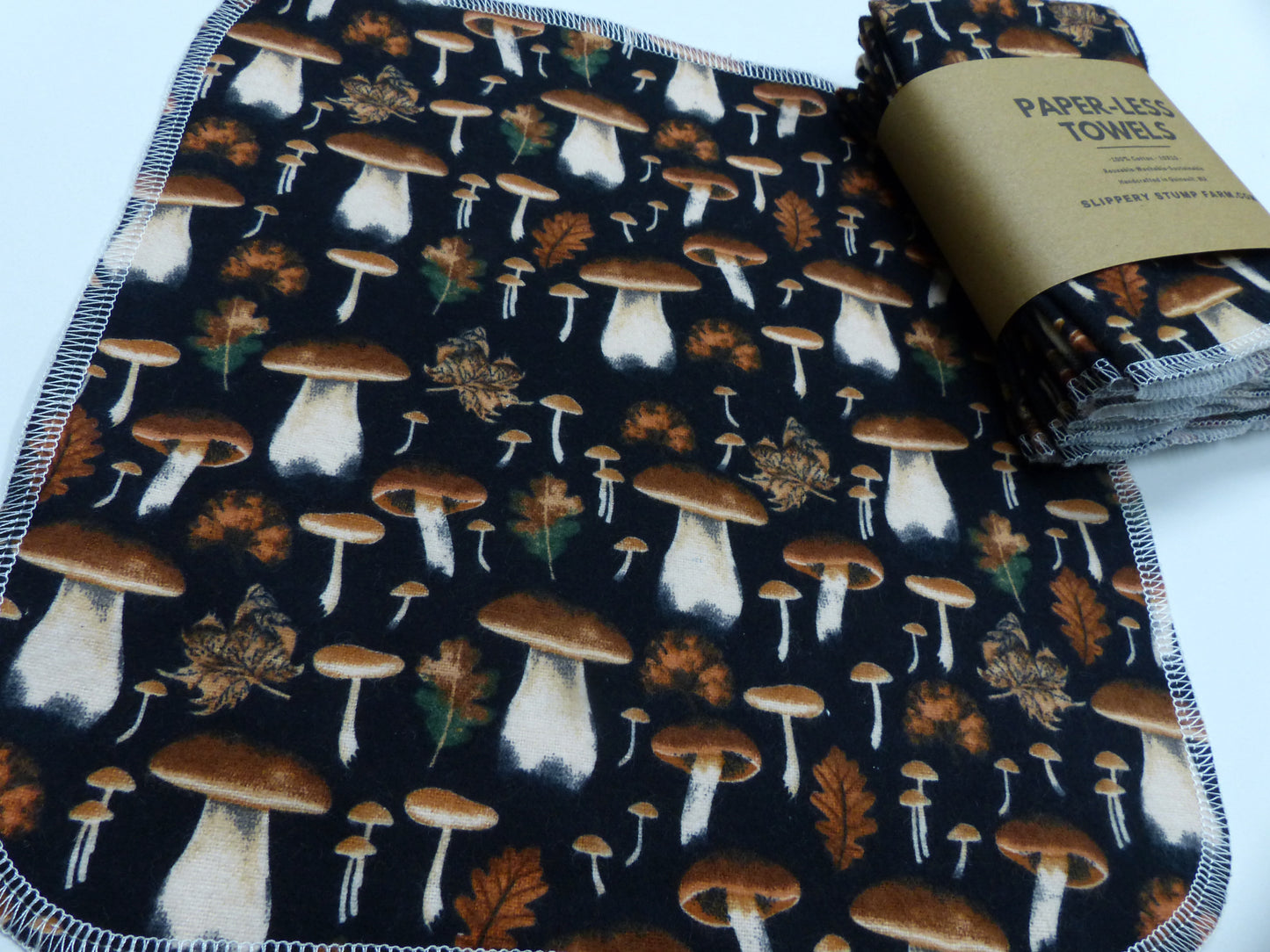 Paper LESS Towels-Reusable Paper Towels-Choose Your Mushroom Print