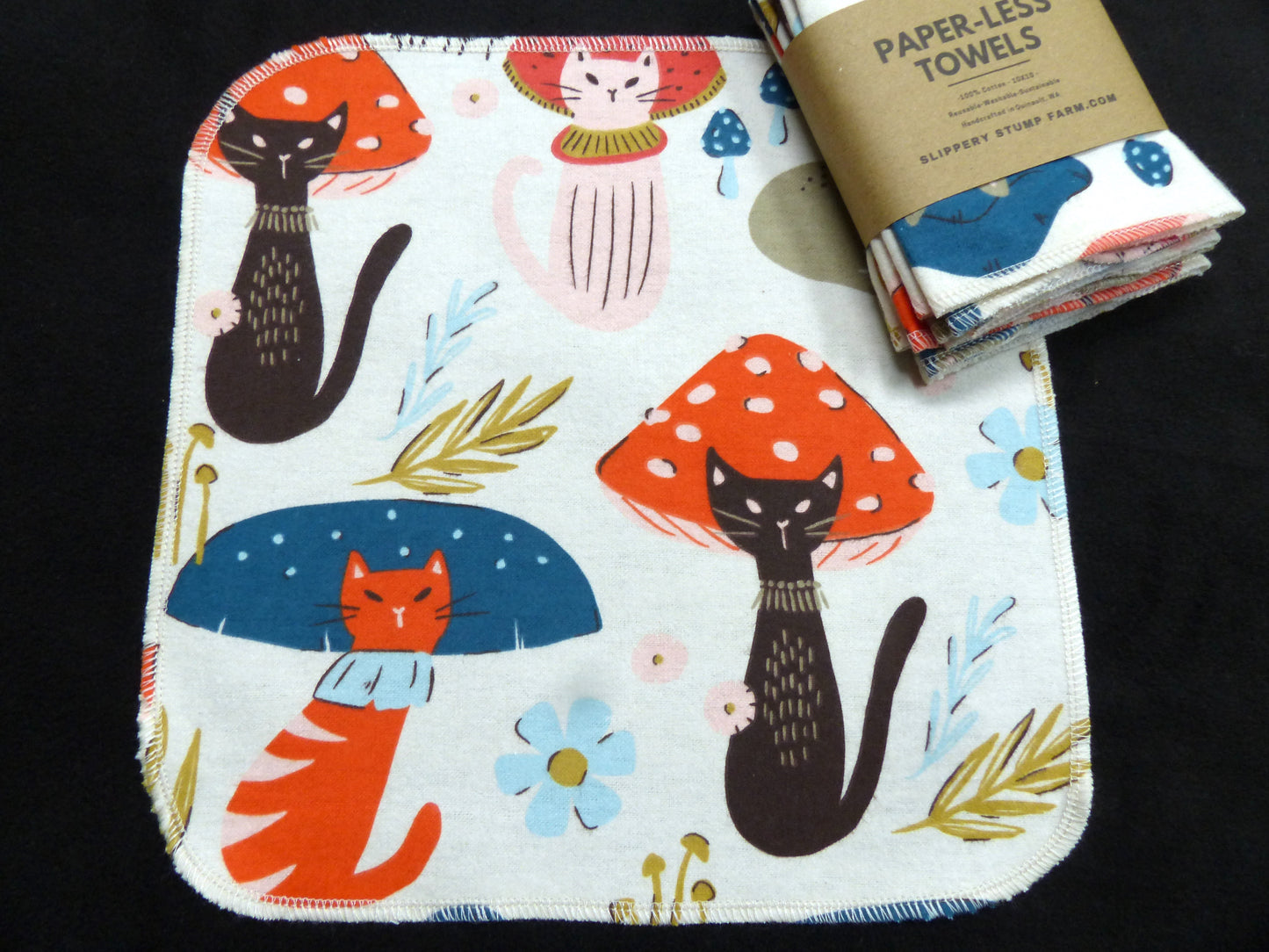 Paper LESS Towels-Reusable Paper Towels-Choose Your Mushroom Print