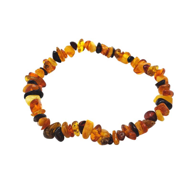 Multi-Color Raw Amber Stretch Bracelet