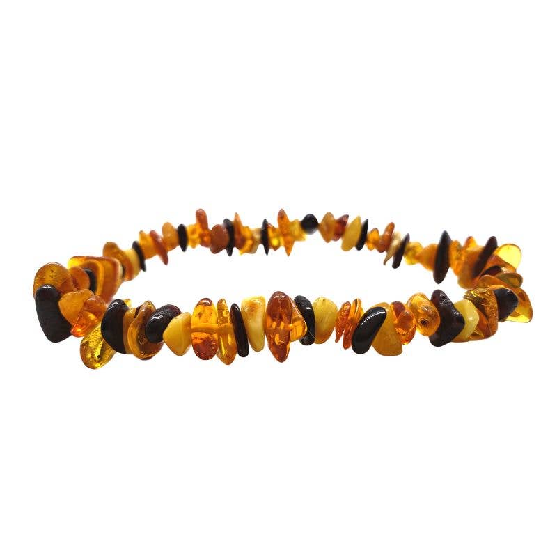 Multi-Color Raw Amber Stretch Bracelet