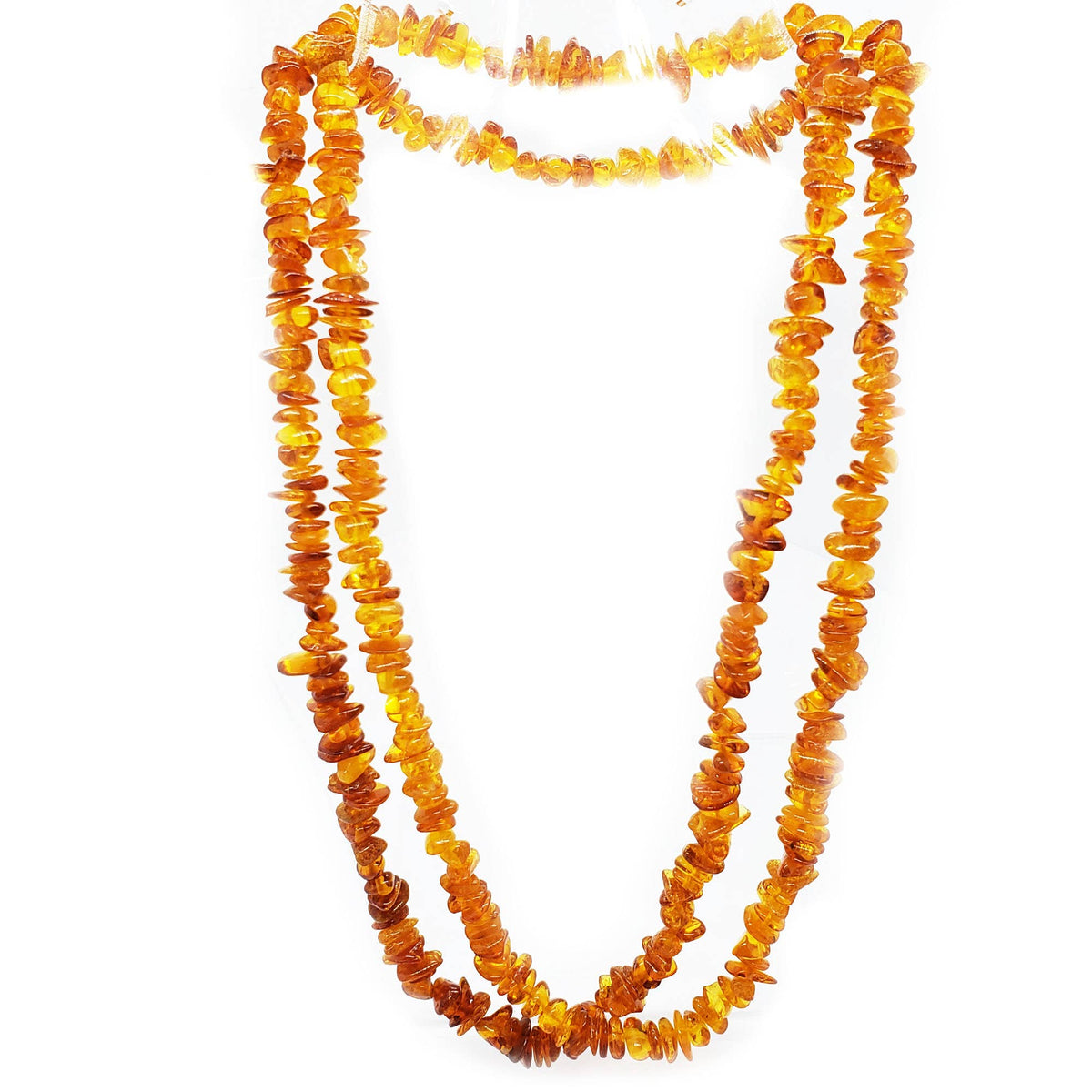 Cognac Amber Chips Necklace 31"