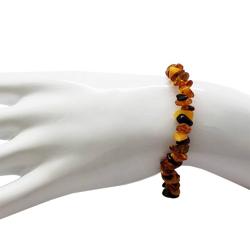 Multi-Color Raw Amber Stretch Bracelet
