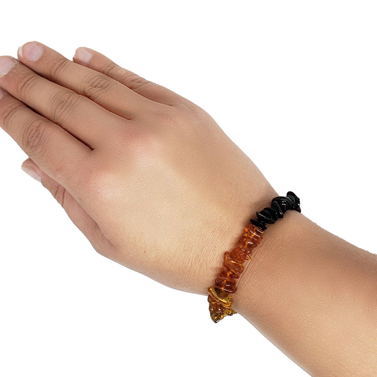 Rainbow Amber Chip/Raw Stretch Bracelet