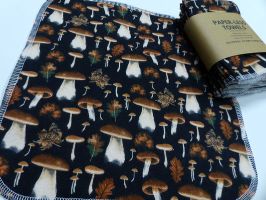 Paper LESS Towels-Reusable Paper Towels-Choose Your Mushroom Print