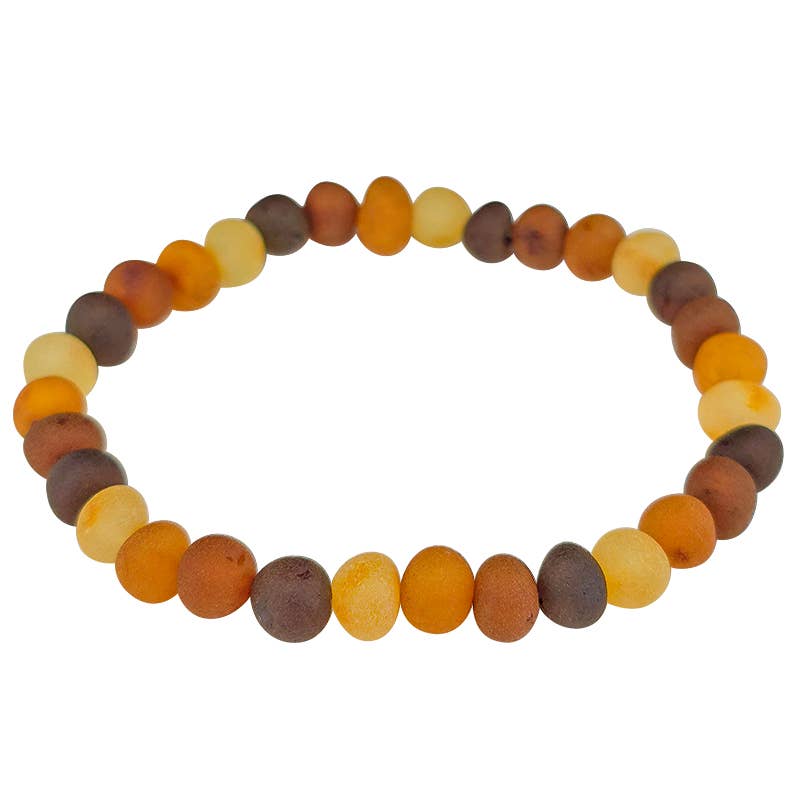 Matte Multi-Color Amber Stretch Beaded Bracelet