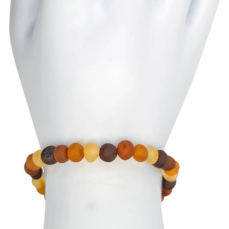 Matte Multi-Color Amber Stretch Beaded Bracelet
