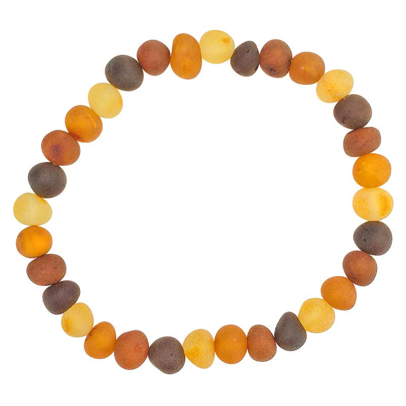 Matte Multi-Color Amber Stretch Beaded Bracelet
