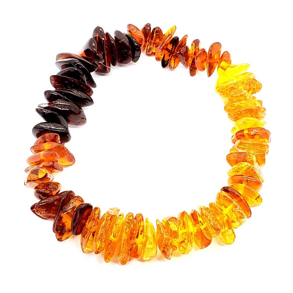 Rainbow Amber Chip/Raw Stretch Bracelet