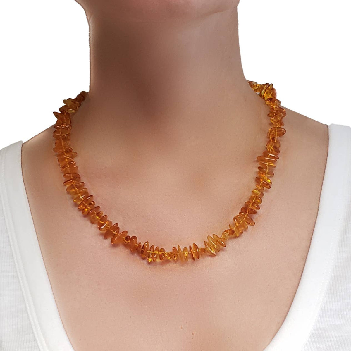 Cognac Amber Beaded Necklace